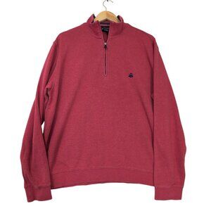 Brooks Brothers 1/4 Zip Pullover Sweater Mens L Red Preppy Casual Golf Long Slee